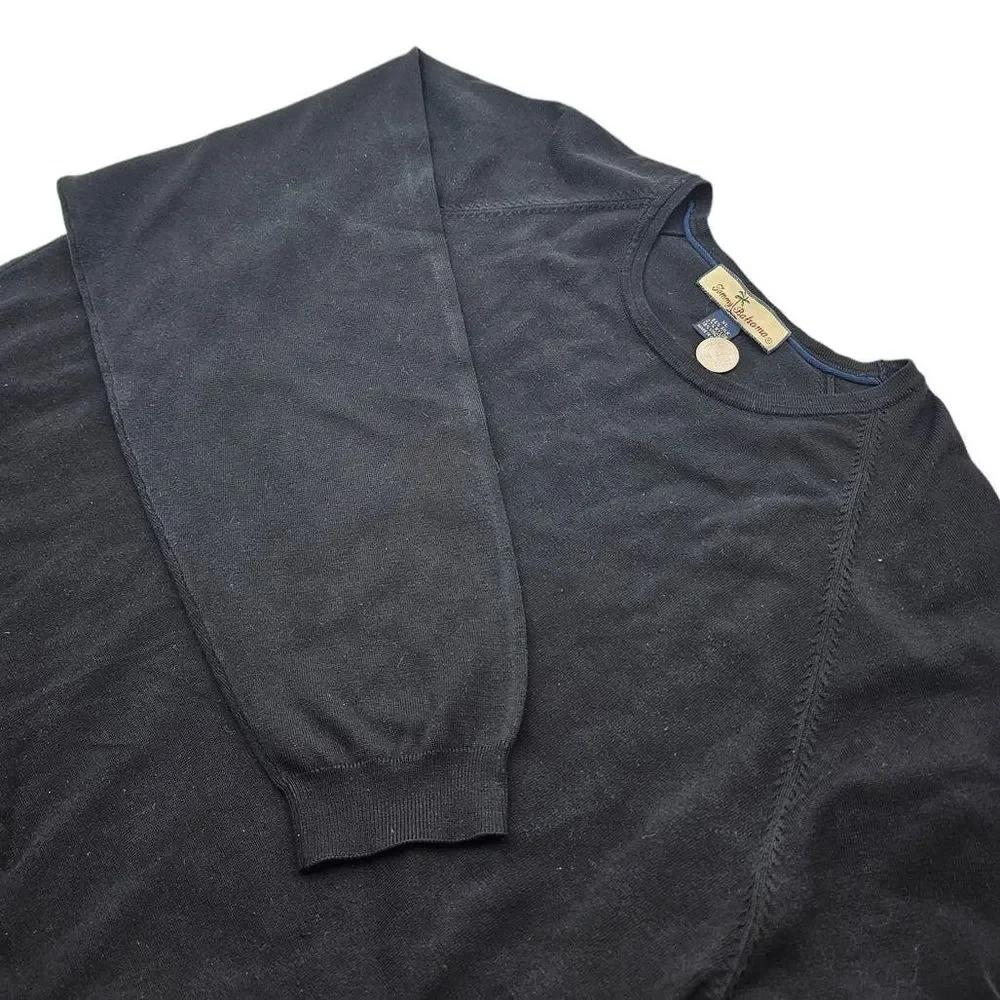 Tommy Bahama Black Long Sleeve Sweater  55%  Silk,‎ 27% Nylon Size XL